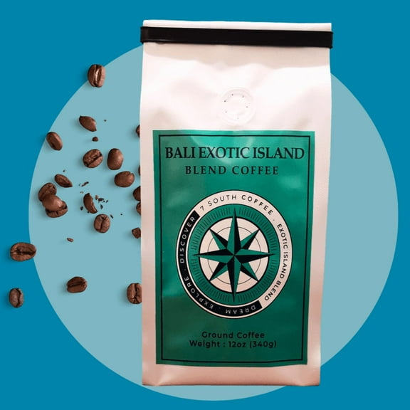 Bali Exotic Island Blend Ground Coffee, Hand-picked and Artisan Roasted, Smooth delicate taste direct from Bali tropical island paradise, 12oz Bag