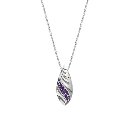 Bali Filigree Artisan Oval Drop Pendant Necklace with Amethyst Gemstones