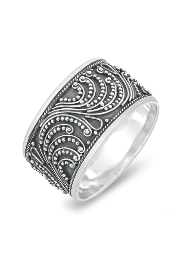 Bali Filigree Oxidized Thumb Ring 925 Sterling Silver Band Jewelry Female Male Unisex Size 10