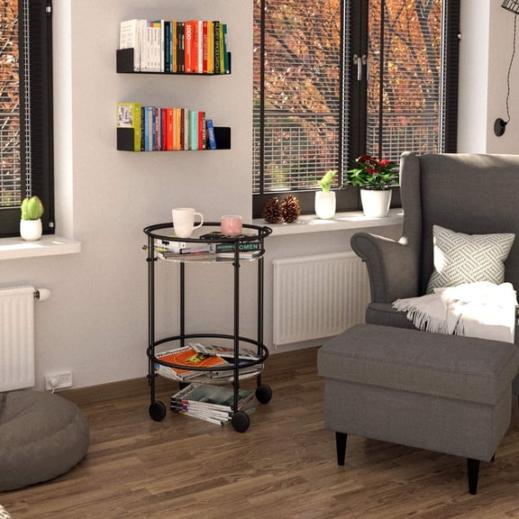 Bali Floating Wall Mount Metal U Shape Shelf Book CD DVD Storage Display Bookcase Black Set of 2