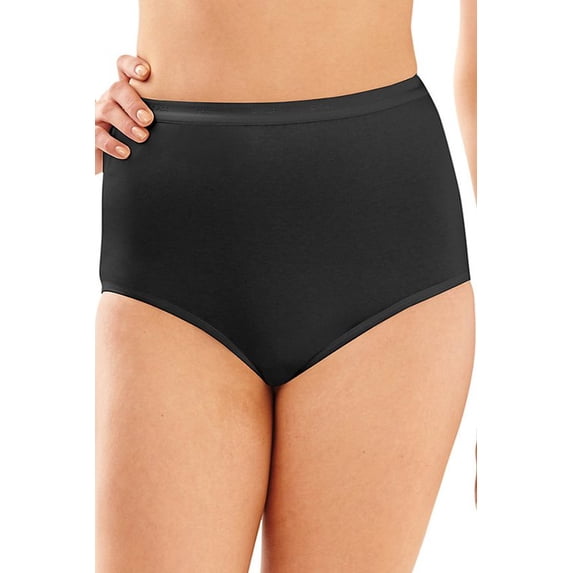 Women's Bali 2324 Full-Cut-Fit Stretch Cotton Brief Panty (Black 9)