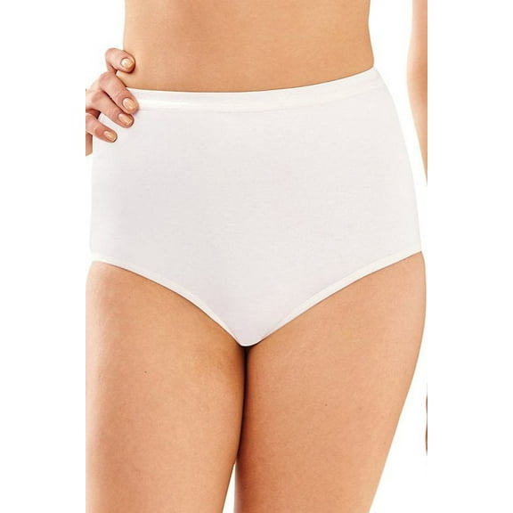 Women's Bali 2324 Full-Cut-Fit Stretch Cotton Brief Panty (White 7)