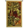 thumbnail image 1 of Bali Garden I by John Douglas | Woven Tapestry Wall Art Hanging | Bright Tropical Jungle Foliage on Red | 100% Cotton USA Size 60x35, 1 of 1