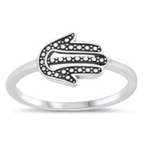Bali Hamsa Hand Ring .925 Sterling Silver Band Jewelry Female Male Unisex Size 8