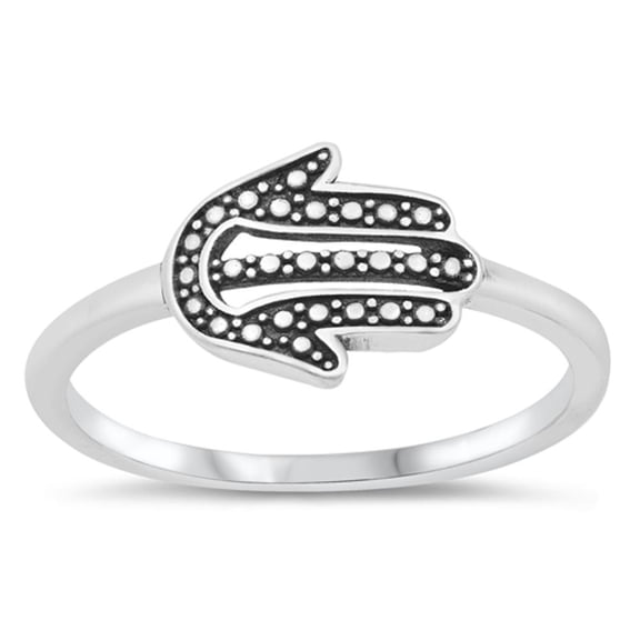 Bali Hamsa Hand Ring .925 Sterling Silver Band Jewelry Female Male Unisex Size 8