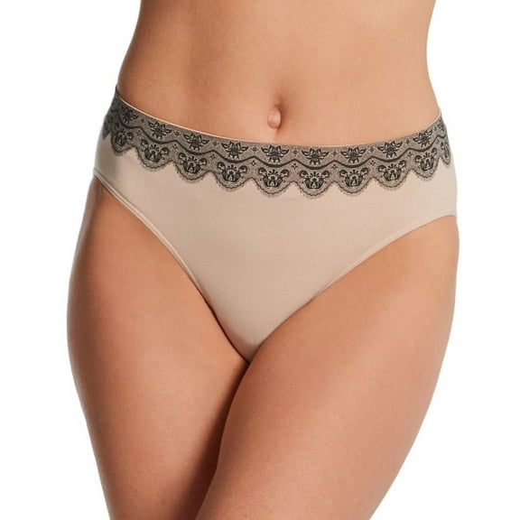 Women's Bali 2362 One Smooth U All-Around Smoothing Hi-Cut Panty (Nude/Black Lace 9)