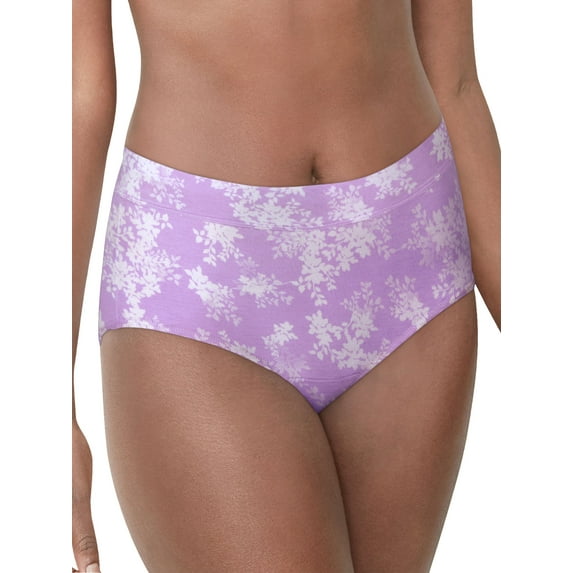 Bali Incredibly Soft Briefs, 3-Pack Pinky Peach/Morning Orchid w/White Leaf 7 Women's
