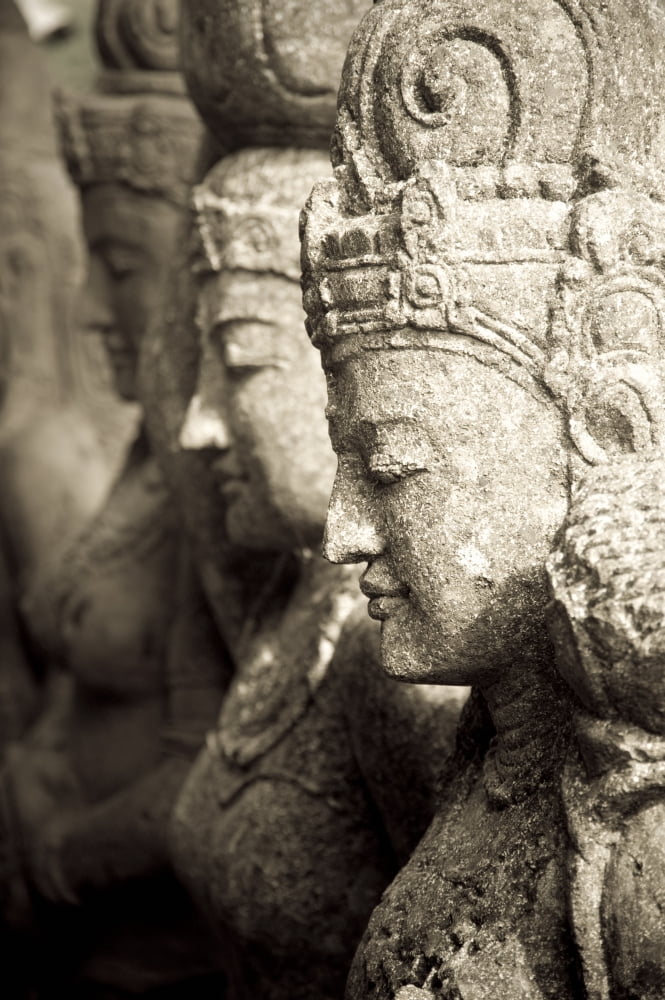Bali Indonesia Asia Stone Statues Canvas Art - Keith Levit Design Pics (26 x 40)