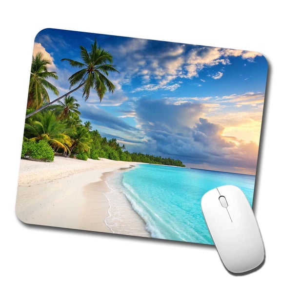 Bali Indonesia Beach Ocean Palm Trees Mouse Pad Low Profile Gaming Mat