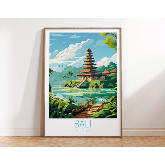Bali Indonesia City Birthday Travel Scenery Wall Art, Unframed Paper Print Size 8x12