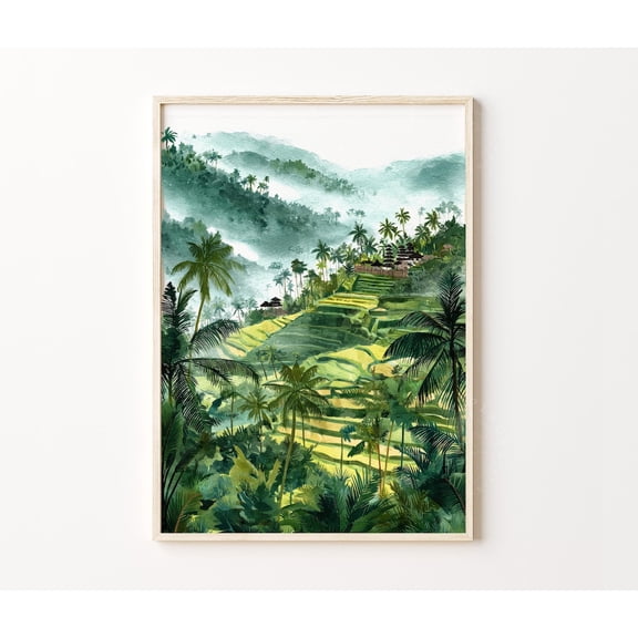 Bali Indonesia Rice Terrace Landscape Wall Art Home Decor