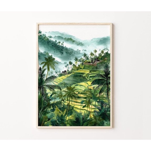 Bali Indonesia Rice Terrace Landscape Wall Art Home Decor