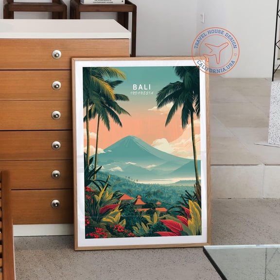 Bali Indonesia Tropical Jungle Volcano Wall Art, Unframed Paper Print Size 8x12