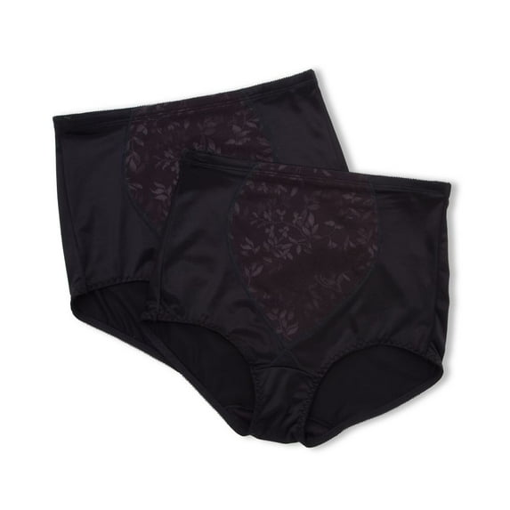 Bali Jacquard Shaping Brief, 2-Pack Black L Women's