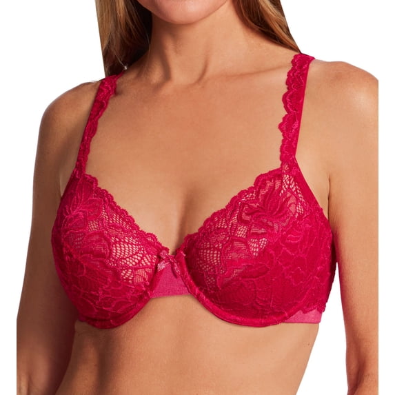 Women's Bali 6543 Lace Desire Lightly Lined Underwire Bra (Scarlet Berry 40D)