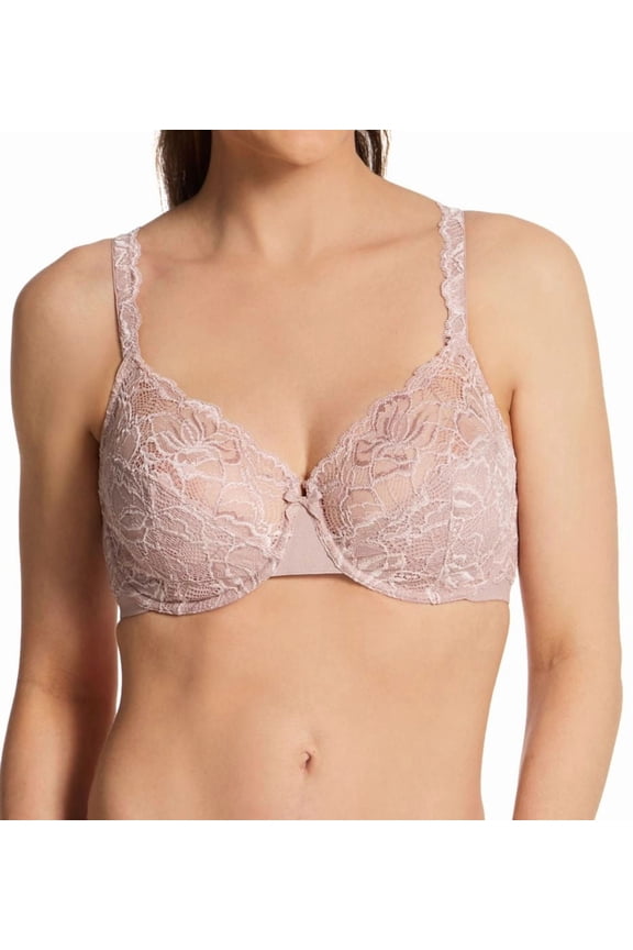 Women's Bali 6543 Lace Desire Lightly Lined Underwire Bra (Evening Blush 34DD)