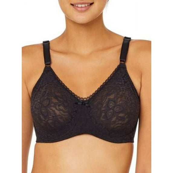 Women's Bali 3432 Lace 'N Smooth Seamless Cup Underwire Bra (Black 38DD)