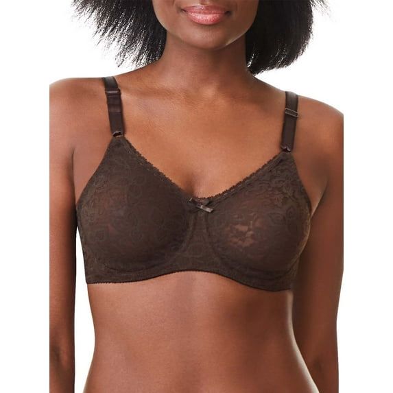 Women's Bali 3432 Lace 'N Smooth Seamless Cup Underwire Bra (Warm Cocoa Brown 34DD)