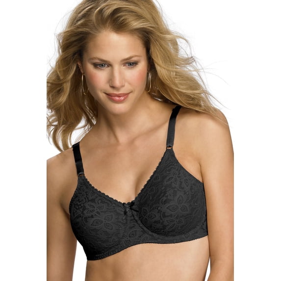 Women's Bali 3432 Lace 'N Smooth Seamless Cup Underwire Bra (Black 36DD)