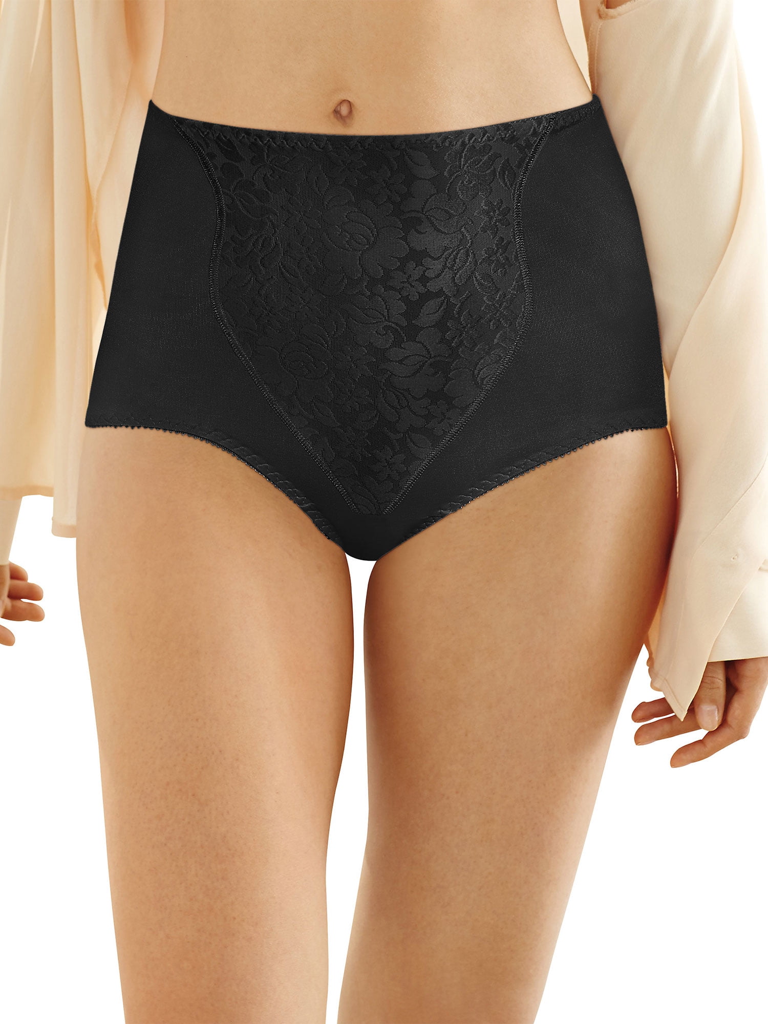 Bali Lace Panel Shaping Brief, 2-Pack 2 Black L Women's 