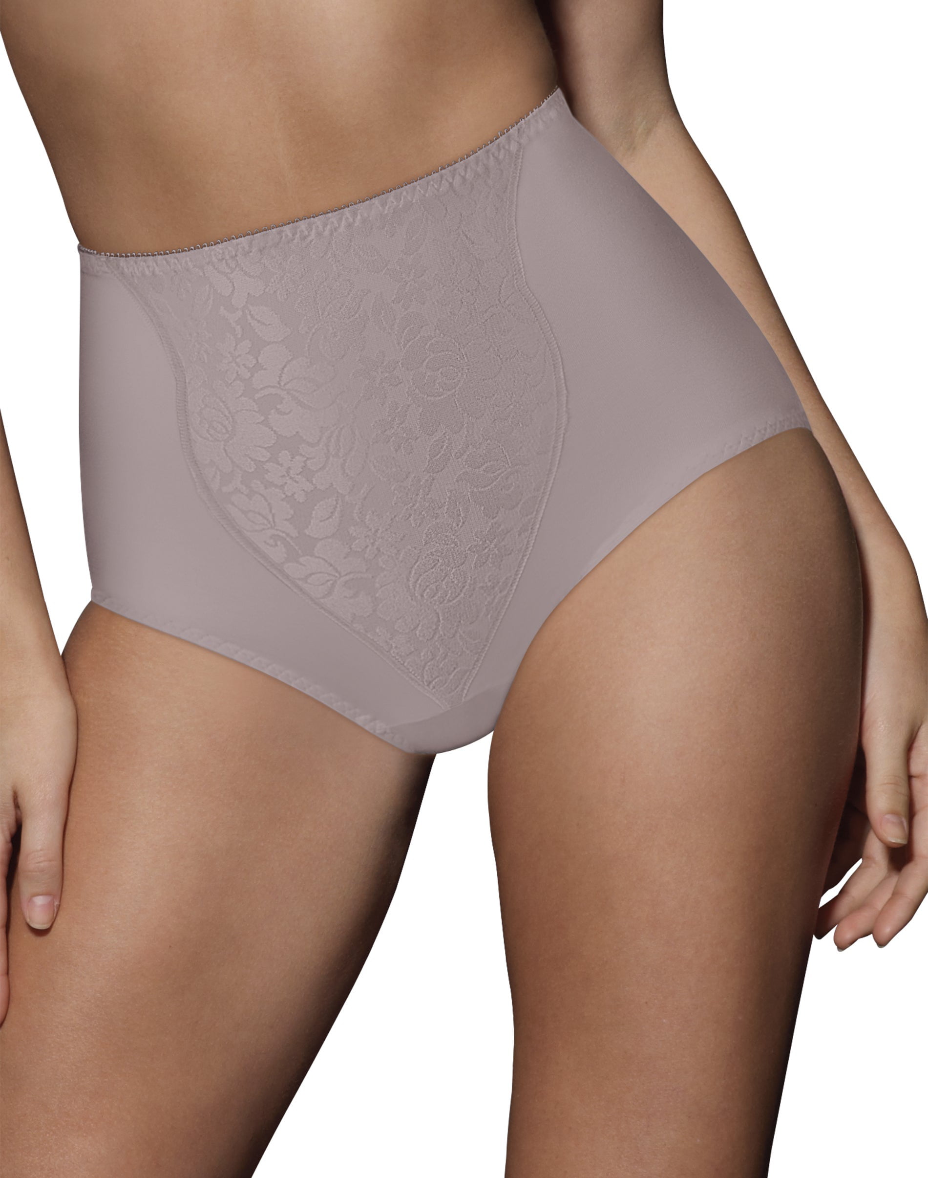 Bali Lace Panel Shaping Brief, 2-Pack Warm Steel/Pink Bliss L Women's 