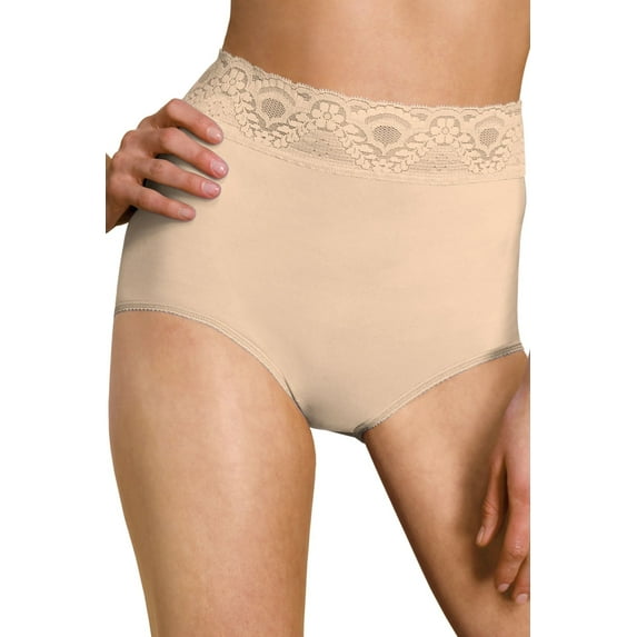 Bali Lacy Skimp Skamp Brief Panty Mocha 8 Women's
