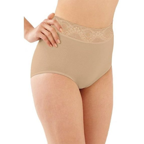 Bali Lacy Skimp Skamp Brief Panty Nude 6 Women's