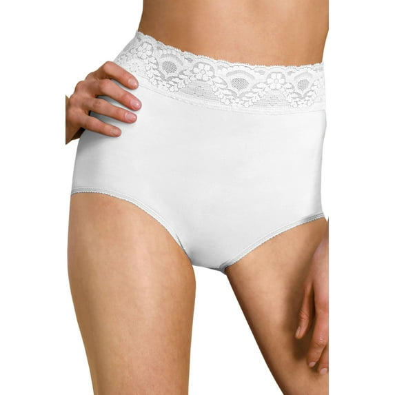 Bali Lacy Skimp Skamp Brief Panty White 5 Women's