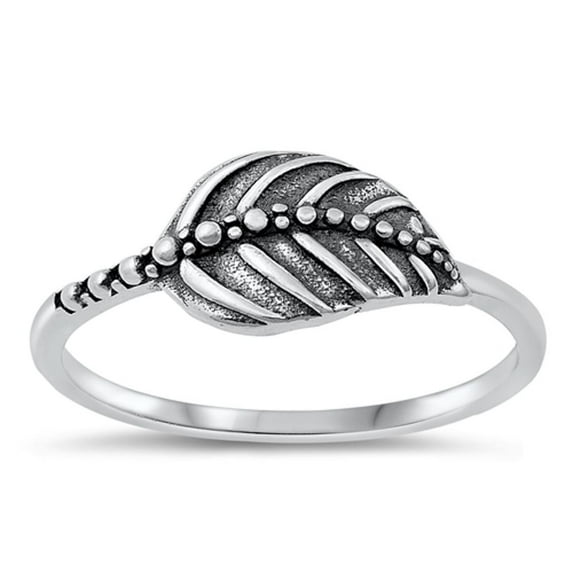 Bali Leaf Ring .925 Sterling Silver Oxidized Nature Band Jewelry Female Male Unisex Size 10