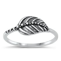 Bali Leaf Ring .925 Sterling Silver Oxidized Nature Band Jewelry Female Male Unisex Size 9