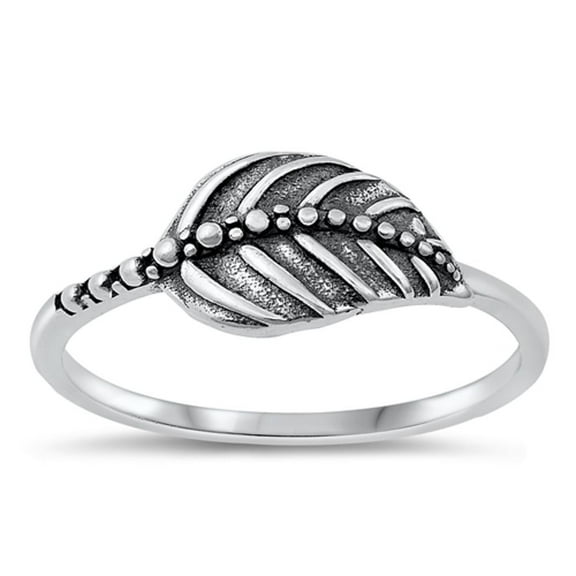 Bali Leaf Ring .925 Sterling Silver Oxidized Nature Band Jewelry Female Male Unisex Size 9