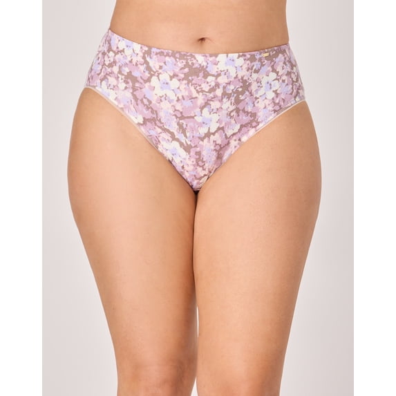 Bali Lux Cotton Essentials Hi-Cut Underwear, Cool Comfort Blend Currant Purple Garden Flor Prt 8 Women's