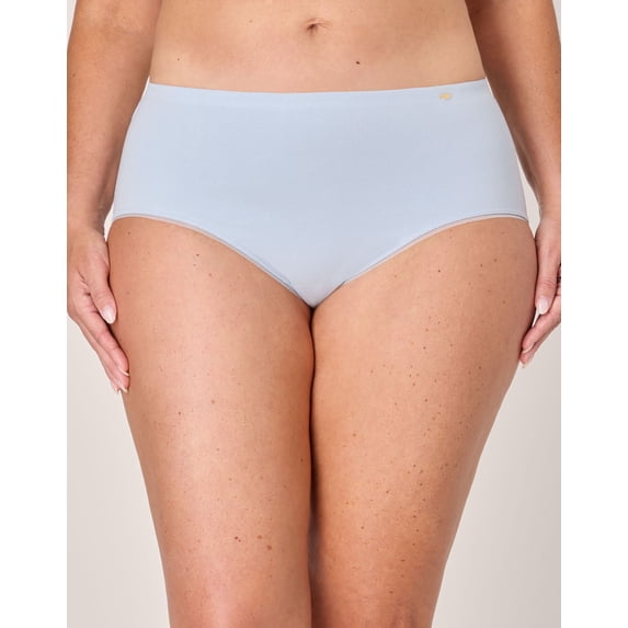 Bali Lux Underwear Brief, Light Tummy Support, Cotton-Stretch Essentials, Moisture Wicking Salty Pepper Grey 7 Women's