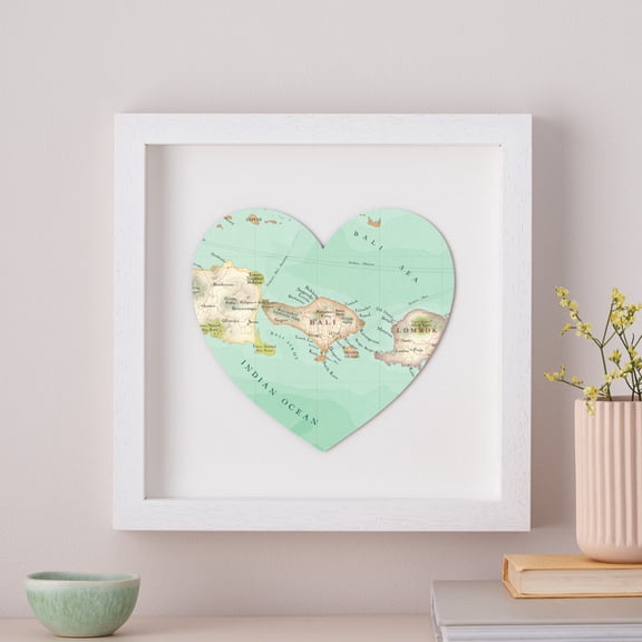 Bali Map Heart Print