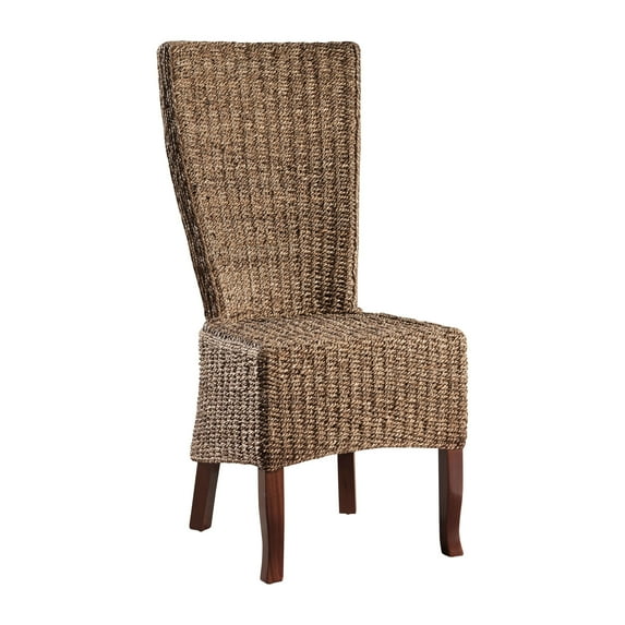 Bali Modern Mahogany & Seagrass Side Dining Chairs (Set of 2)
