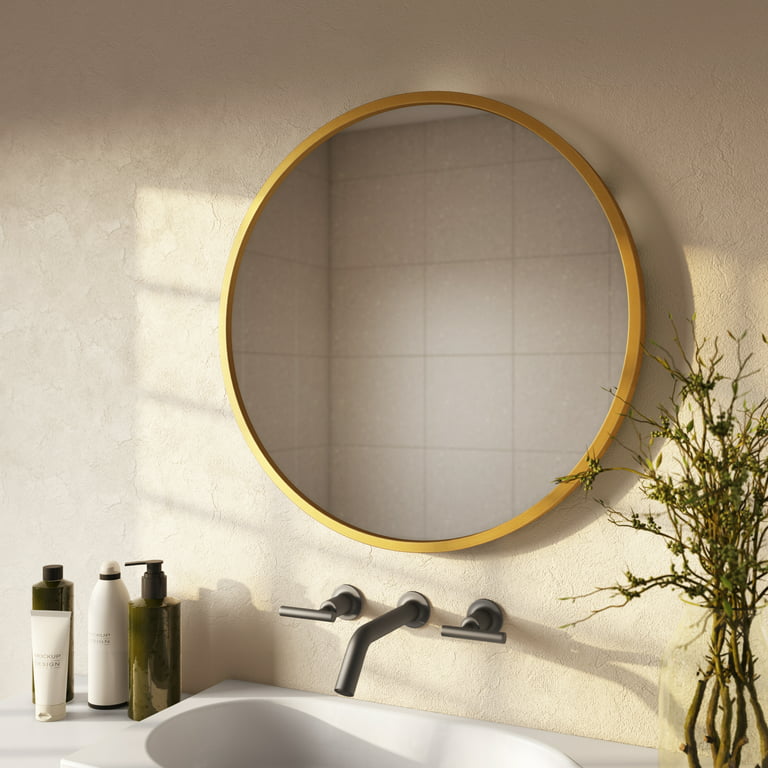 Contemporary Gold Round Mirrors from $142