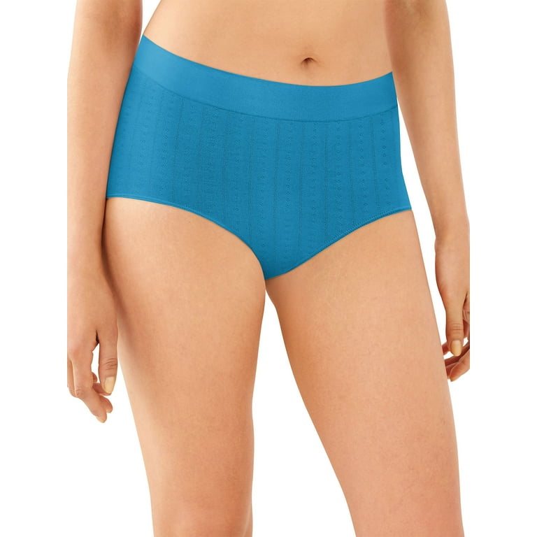 Bali One Smooth U All-Around Smoothing Brief Delighted Blue Pointelle 7  Women's 