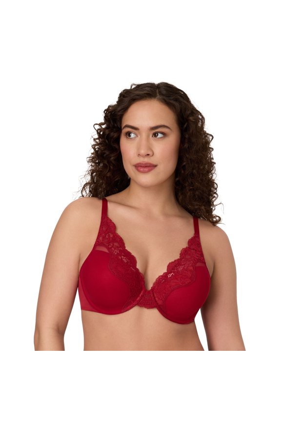 ® One Smooth U® Comfort Stretch Lace Underwire Bra DF0084 Color: Rosy Red Size: 38 D