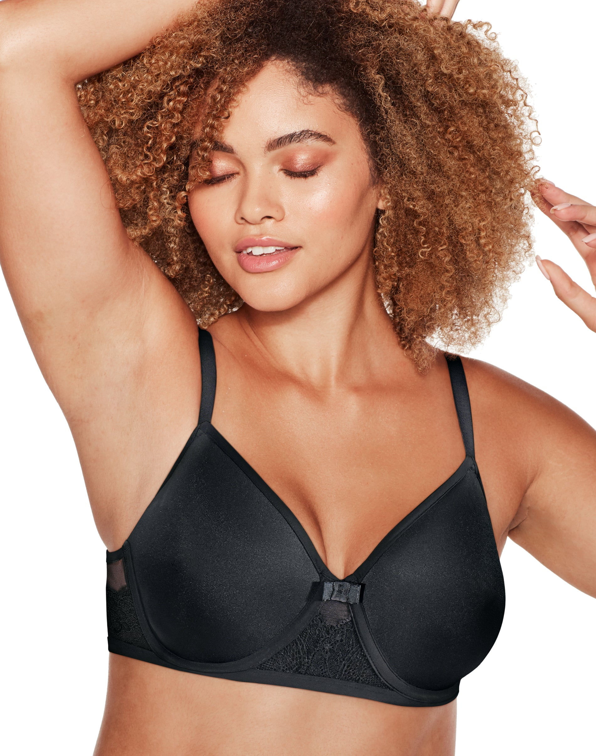 Bali One Smooth U® Ultra Light Spacer Underwire Bra with Open Neckline  Black 36DD Women's 