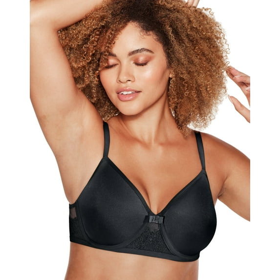 Bali One Smooth U® Ultra Light Spacer Underwire Bra with Open Neckline Black 38C Women's