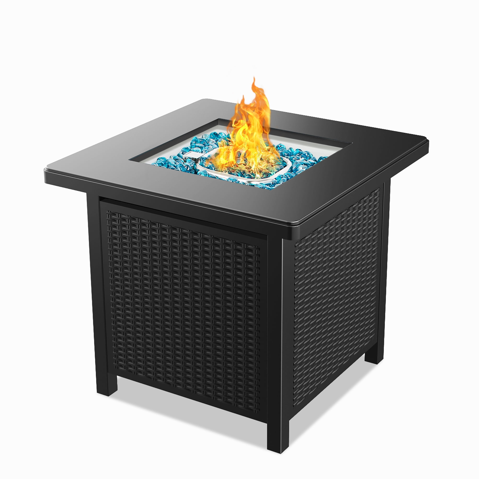 "Bali Outdoors 28"" Propane Gas Fire Pit Table, Steel Tabletop Patio