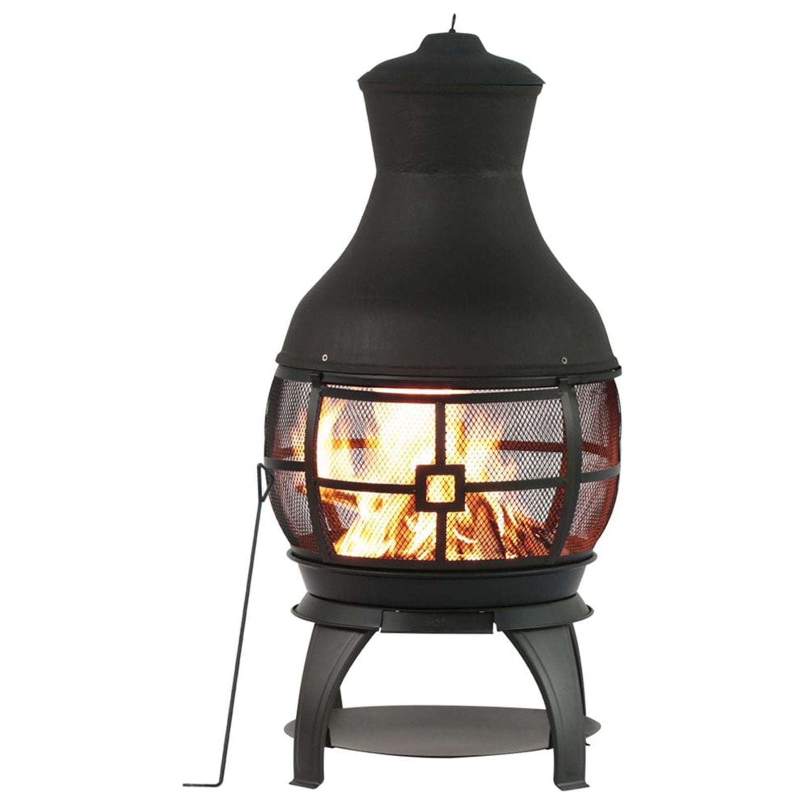 HEATMAXX Bali Outdoors 45in Chimenea Fireplace Wooden Fire Pit Cast Iron , Brown-Black
