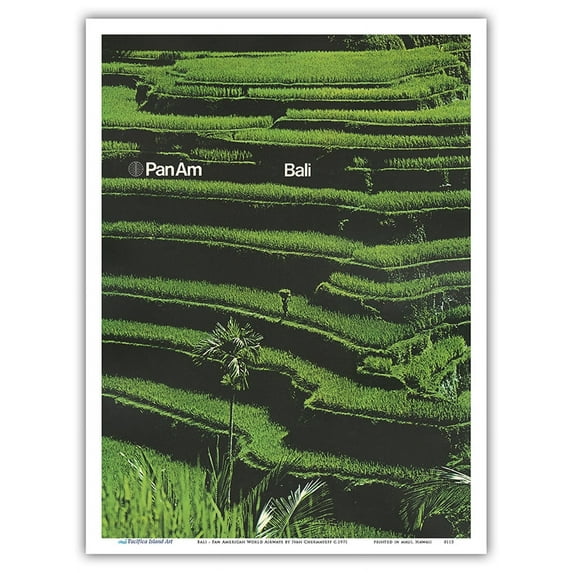 Bali - Pan American World Airways - Vintage Airline Travel Poster by Ivan Chermayeff c.1971 - Master Art Print (Unframed) 9in x 12in