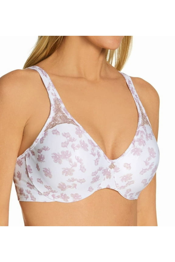 Women's Bali 3385 Passion for Comfort Minimizer Underwire Bra (White Floral Print 36DDD)