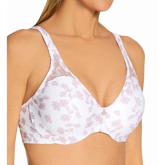 Women's Bali 3385 Passion for Comfort Minimizer Underwire Bra (White Floral Print 38DDD)
