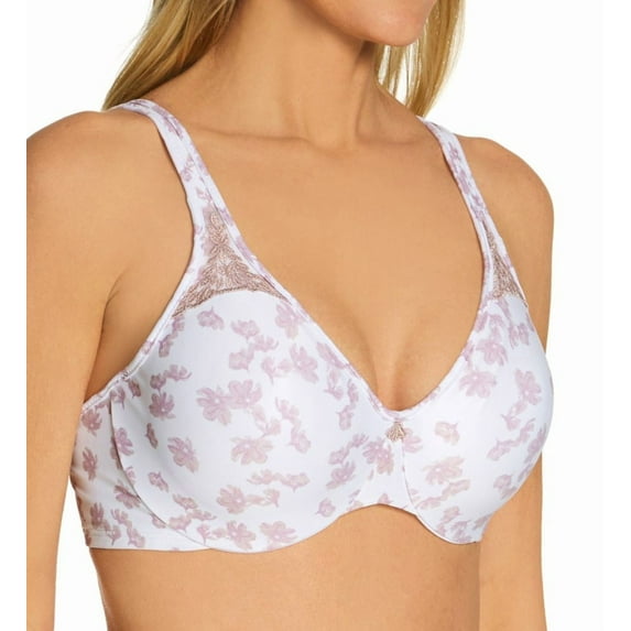Women's Bali 3385 Passion for Comfort Minimizer Underwire Bra (White Floral Print 42DD)