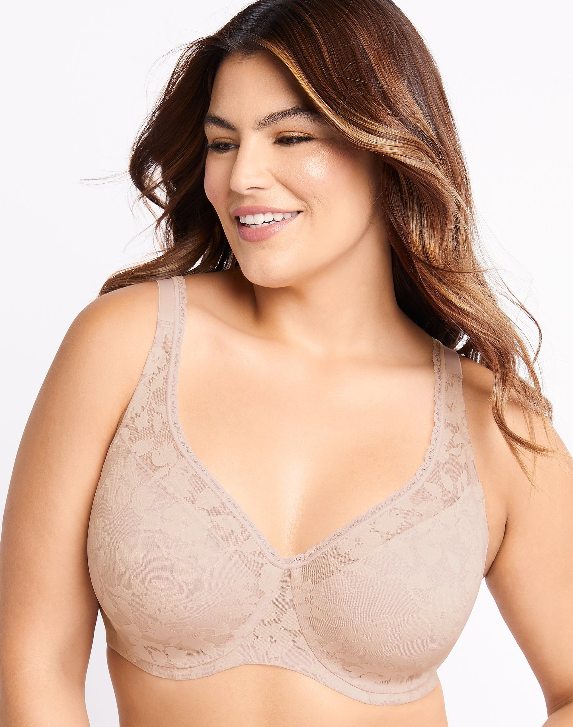 Bali Passion for Comfort Smooth Lace Bra Sandshell 36D Women's