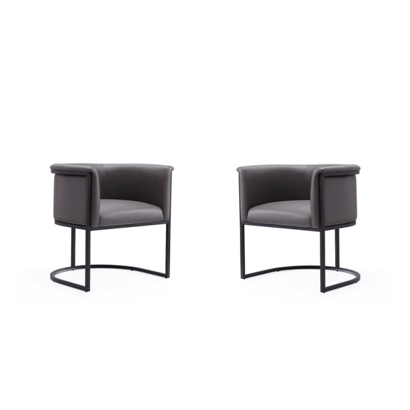 Manhattan Comfort Cosmopolitan Faux Leather Dining Chair in Pebble (Set of 2)