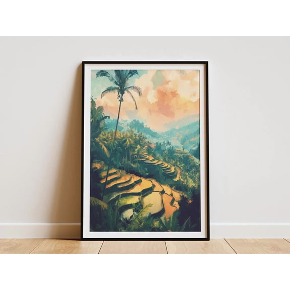 Bali Rice Terraces Travel Tropical Island Indonesian Landscape Southeast Asia Vacation Souvenir Boho Chic Poster Unframed Paper Print