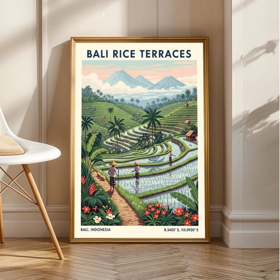 Bali Rice Terraces Travel Wall Art Decor Unframed Paper Print